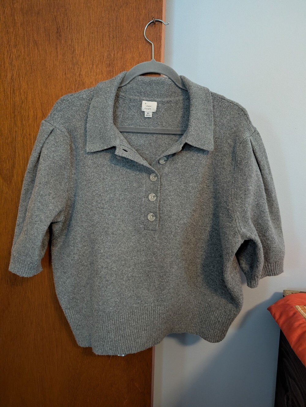 a new day Gray Collared Button Polo Sweater Women's Size XL Super Soft